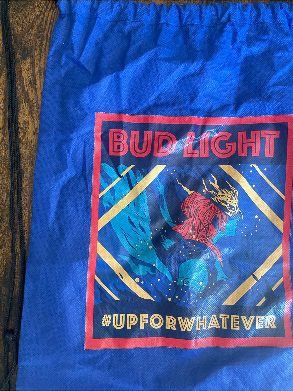 🔵 Bud Light #UpForWhatever Drawstring Backpack • Rare Promo 🔵 - Picture 2 of 7